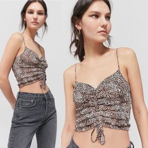 UO Sophie ruched leopard tank top size M